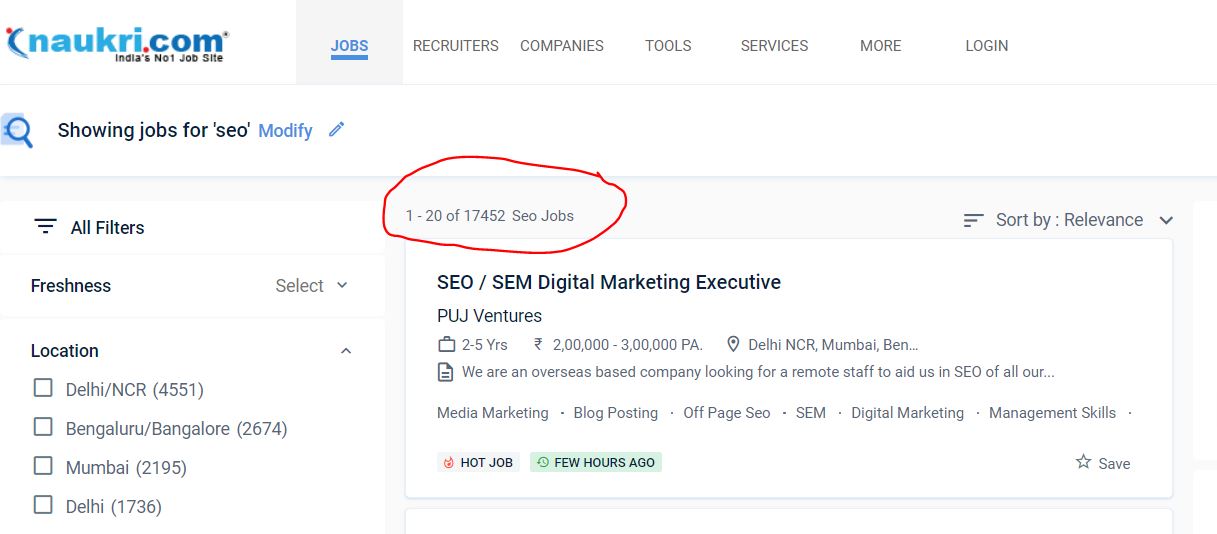 SEO JOBS NAUKRI