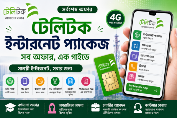 টেলিটক ইন্টারনেট প্যাকেজ  – সর্বশেষ অফার, MB চেক, ব্যালেন্স, 4G, eSIM ও সম্পূর্ণ গাইড